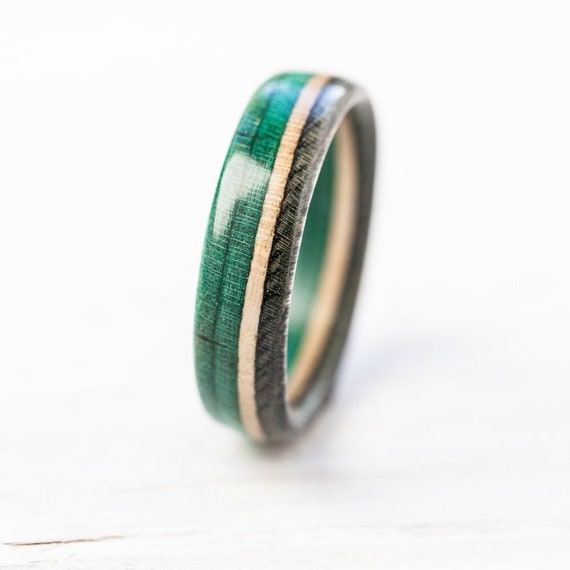 Wooden Ring Skateboard Ring Skateboard Gift Recycled Skateboards