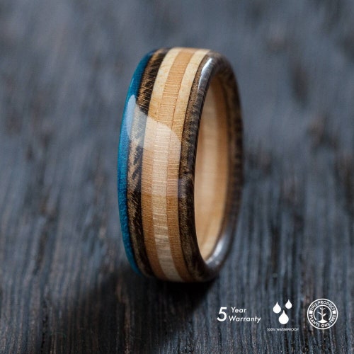 Recycled Skateboards Wooden Ring, Wedding ring Waterproof, Ocean Ring, Ocean Lover Gift Idea, Skateboarding, Surfing Surprise, Eco