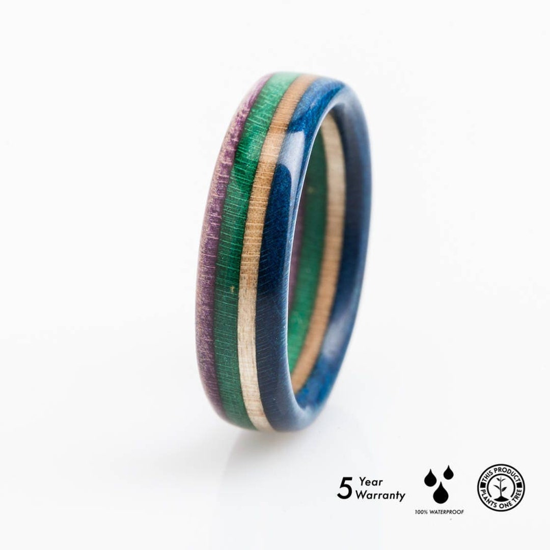 Recycled Skateboard Ring, Wooden Ring, Recycled Ring, Upcycled Ring - Etsy