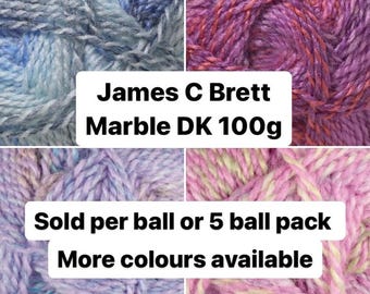 James C Brett Marble DK Wool Yarn 100g Knitting Yarn 100% Premium Acrylic - sold per ball or 5 ball packs