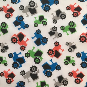 Tela de tractor, tela de tractor de colores, tela infantil, polialgodón, vendedor en el Reino Unido, metro, medio metro