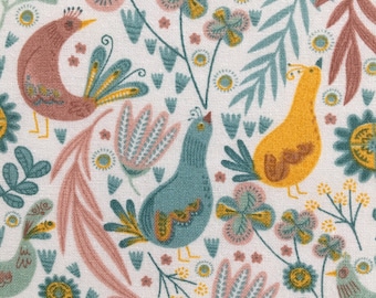 Birds Fabric, Floral Fabric, 100% Cotton Fabric, Fabric by half metre, Fabric by metre