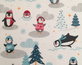 Weihnachten Stoff, Pinguin Stoff, Weihnachtsstoff, Stoff Meterware, Stoff Meterware