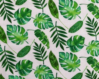 Leaf fabric, Palm leaves, Floral fabric, 100% Cotton Fabric, Fabric by half metre, Fabric by metre