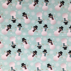 Snowman Fabric, Christmas Fabric, 100% cotton fabric, Fabric by half metre, Fabric by metre