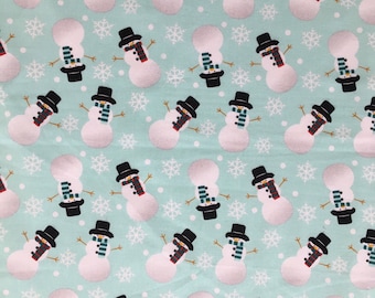 Snowman Fabric, Christmas Fabric, 100% cotton fabric, Fabric by half metre, Fabric by metre