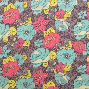 Floral Fabric, Butterfly Fabric - 100% Cotton by Camelot Fabrics, UK seller, metre, half metre, fat quarters