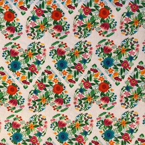 Floral Heart Fabric, 100% Cotton Fabric, Fabric by half metre, Fabric by metre