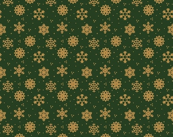 Snöflingetyg Grönt, Jultyg, Grönt tyg, 100 % bomullstyg från The Craft Cotton Company, halvmeter, metervara