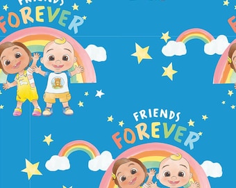 Cocomelon Forever Friends Fabric, JJ Cocomelon Fabric, Kids Fabric, 100% Cotton fabric by The Craft Cotton Company