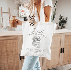 Fresh Off The Market Tote, Custom Bridal Tote, Bachelorette Tote, Farmer&#39;s Market Tote, Beach Party Bag, Vacation Gift, Off the Market Tote