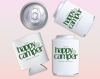 Camp Bach Can Cooler, Personalized Koozie, Camping Bachelorette, Lake Bachelorette, Wedding Coozies, Cabin Crew Bach, Custom Can Coolers
