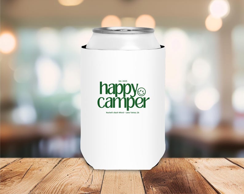 Camp Bach Can Cooler, Personalized Koozie, Camping Bachelorette, Lake Bachelorette, Wedding Coozies, Cabin Crew Bach, Custom Can Coolers image 8