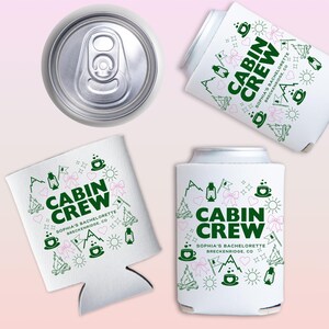 Camp Bach Can Cooler, Personalized Koozie, Camping Bachelorette, Lake Bachelorette, Wedding Coozies, Cabin Crew Bach, Custom Can Coolers