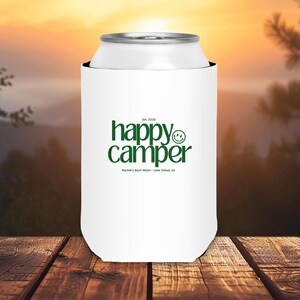 Camp Bach Can Cooler, Personalized Koozie, Camping Bachelorette, Lake Bachelorette, Wedding Coozies, Cabin Crew Bach, Custom Can Coolers image 7