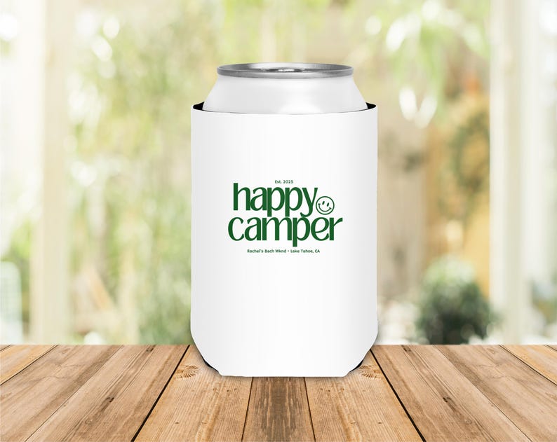 Camp Bach Can Cooler, Personalized Koozie, Camping Bachelorette, Lake Bachelorette, Wedding Coozies, Cabin Crew Bach, Custom Can Coolers image 9