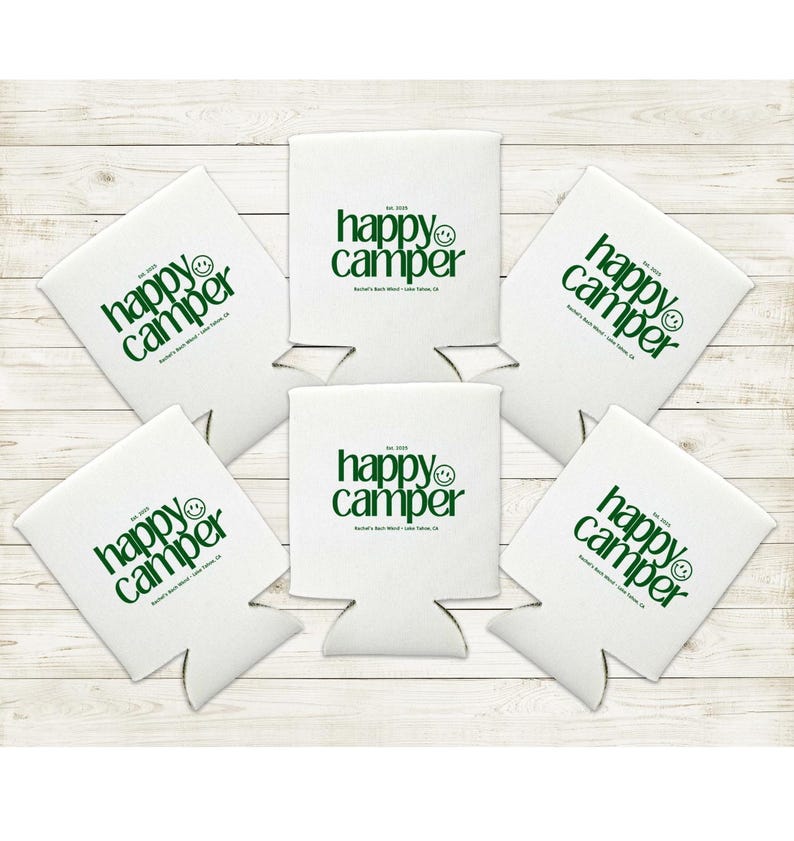 Camp Bach Can Cooler, Personalized Koozie, Camping Bachelorette, Lake Bachelorette, Wedding Coozies, Cabin Crew Bach, Custom Can Coolers image 6