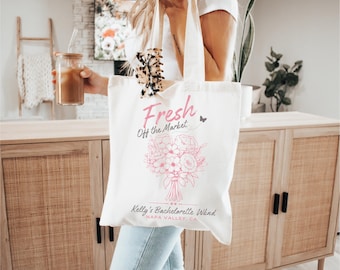 Fresh Off The Market Tote, Custom Bridal Tote, Bachelorette Tote, Farmer's Market Tote, Beach Party Bag, Vacation Gift, Off the Market Tote