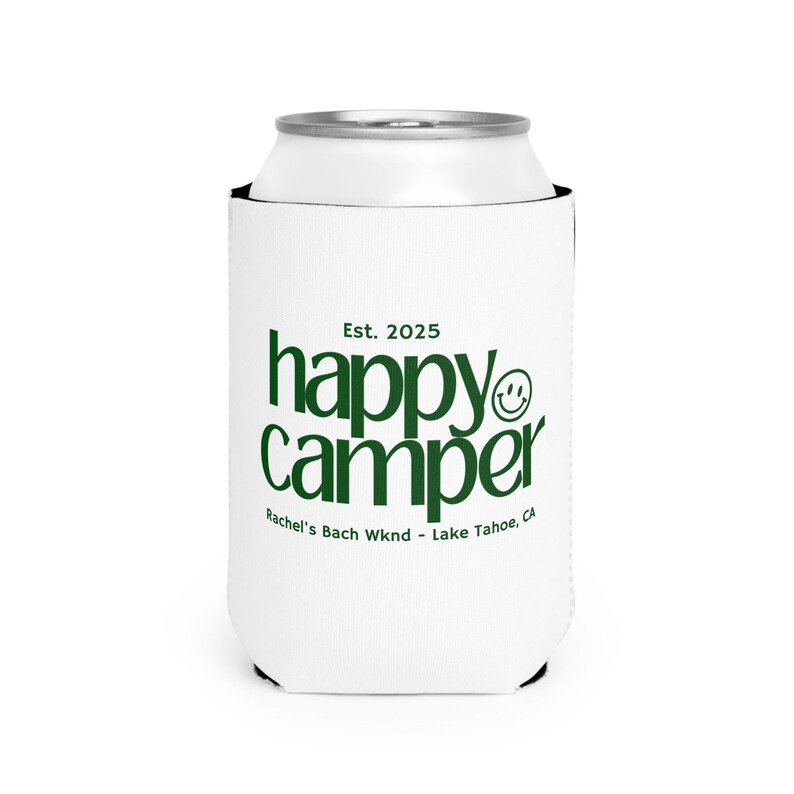 Camp Bach Can Cooler, Personalized Koozie, Camping Bachelorette, Lake Bachelorette, Wedding Coozies, Cabin Crew Bach, Custom Can Coolers image 4