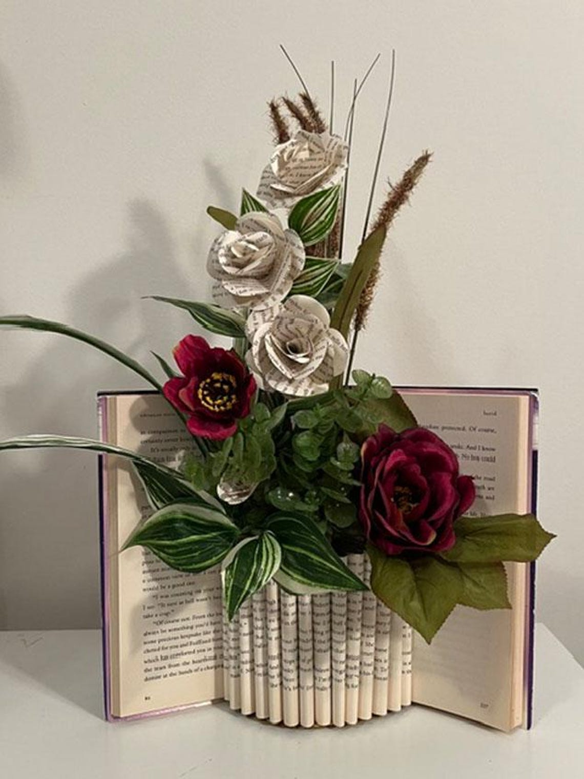 Book Vase With Paper Flowers and Artificial Flora - Etsy