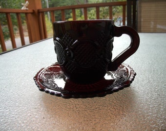 Avon cranberry glass | Etsy Avon Ruby Red Cranberry Glass Salt and