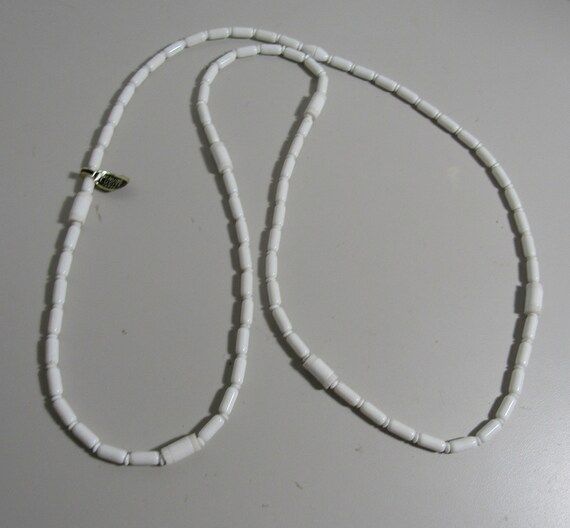 vintage genuine lucite white beaded long necklace… - image 1