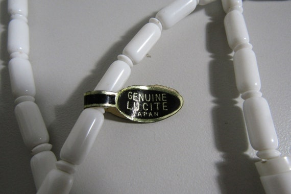 vintage genuine lucite white beaded long necklace… - image 4