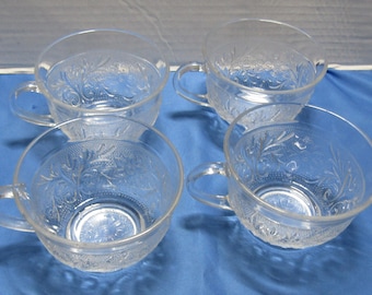 Vintage Sandwich Clear Punch Cups by Anchor Hocking Lot of 4 cups
