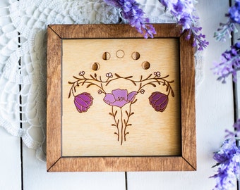 Letrero floral con diseño de útero - Derechos reproductivos - Pro Roe - Regalo feminista - Regalo para ginecólogos - Regalo para histerectomía - Regalo para ginecólogos - Regalo para ginecólogos