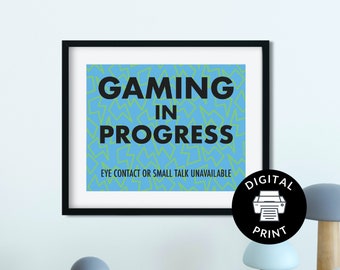 Impresión de juegos en progreso - Impresión de sala de jugadores - Decoración de sala de juegos - Jugador - Descarga instantánea de videojuegos - Videojuego imprimible - Dormitorio de jugadores