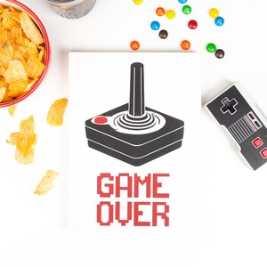 Gamer Sign - Game Over - Retro Video Game Home Decor -  Video Game Art -  Geek Gamer Gift -  Retro 80s Wood Wall Hanging - Gamer Room Decor
