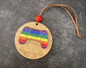Gamer Ornament - GAYmer For Life - Pride Ornament - Game Controller - Gamer Girl - Gamer Gift - Christmas Ornament - Rainbow Pride Ornament