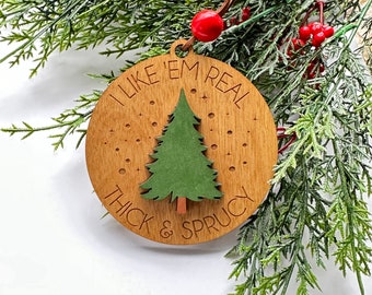 Me gustan los adornos Real Big & Sprucy / Adorno navideño divertido / Regalo de elefante blanco / Regalo para músico / Adorno cortado con láser / Rap de los 90