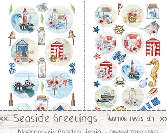 Junk Journal Set / Extra Set / Universal Labels Set -- Craft O Clock Collection "Seaside Greetings" -- Set of your choice