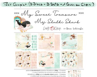 Complete Pack -- Craft O Clock Collection "My Sweet Treasure (3 Blocks + 3 Sets + 1 Cover of your choice) -- Make your Album