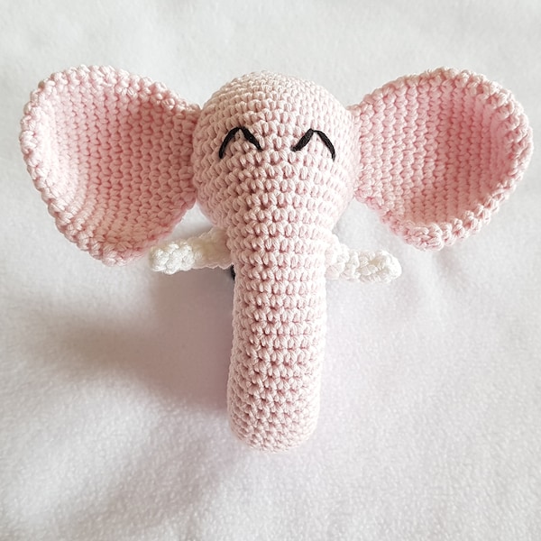Hochet Eléphant avec grelot / Hochet Amigurumi crochet / Doudou crochet Eléphant