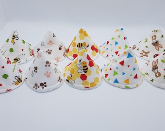 Lot of Teepee to pee Rabbits / Bees / Paws / Triangles of your choice -- (pee shield, pee cone, pee protector,...) OEKO-TEX
