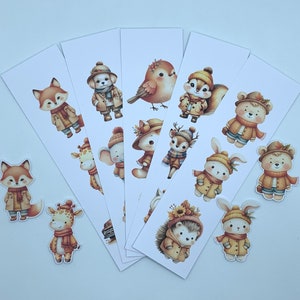 Lot de 5 Bandes d'images/Die-cuts "Autumn Cuty" -- 5 x 18 cm