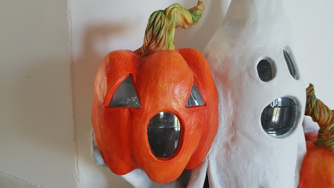 4 Pièces Lanterne Halloween LED, Decoration Halloween Exterieur