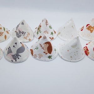 Set of Pee Teepee Christmas Animals /Moons/ Hedgehogs / Gray Fox /Foliage of your choice--(pee shield, pee cone, pee protector,...) OEKO-TEX