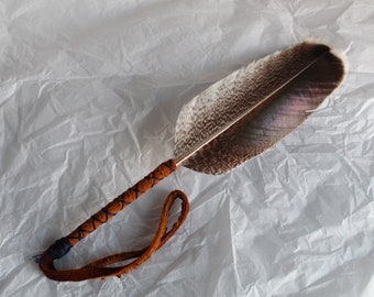 Smudge Feather | Turkey Smudge Feather | Eastern Woodlands | Indigenous Northeast Tribes | Decorated Feather | Native American Beliefs