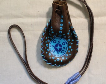 Leather Medicine Pouch | Medicine Circle | Leather Bag | Eternal Connection | Mandala Meditation| Shoulder Neck Strap | Four Directions