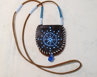 Elk-hide Medicine Pouch | Medicine Circle | Leather Bag | Eternal Connection | Mandala Meditation| Shoulder Neck Strap | Four Directions