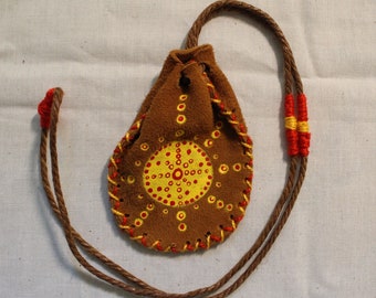 Buckskin Medicine Pouch | Medicine Circle | Leather Bag | Eternal Connection | Mandala Meditation| Shoulder Neck Strap | Four Directions