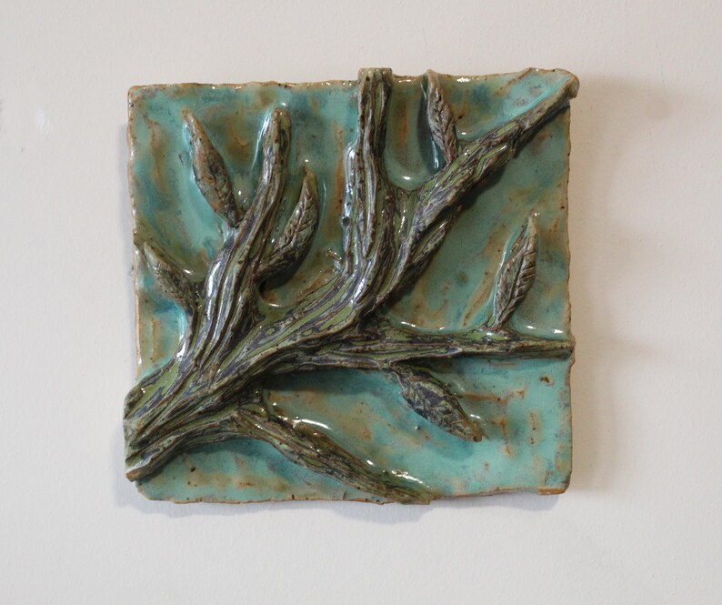 Ceramic Tree Branch Tile Decorative Hanging Tiles Home Etsy