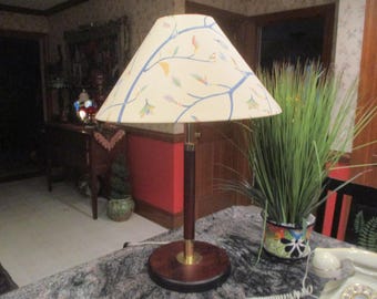 Ikea vintage tall table lamp with print shade