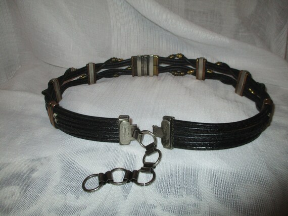 Vintage Sultanija Leather Belt With Mixed Metals and  display picture 3
