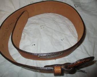Catherine Dial Easley Vintage Leather Belt With Snakeskin  display picture 1