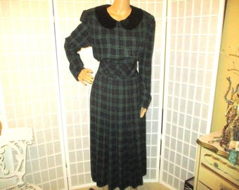 Sukienka flanelowa w kratę vintage L.G. Star maxi