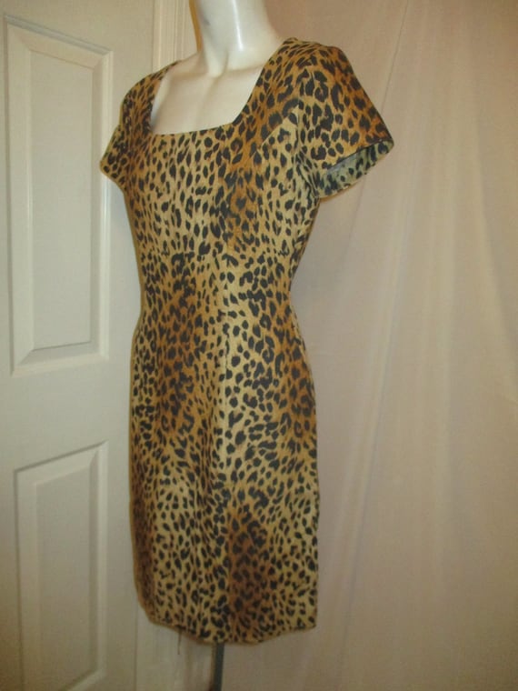 depeche mode leopard print linen blend dress - Gem